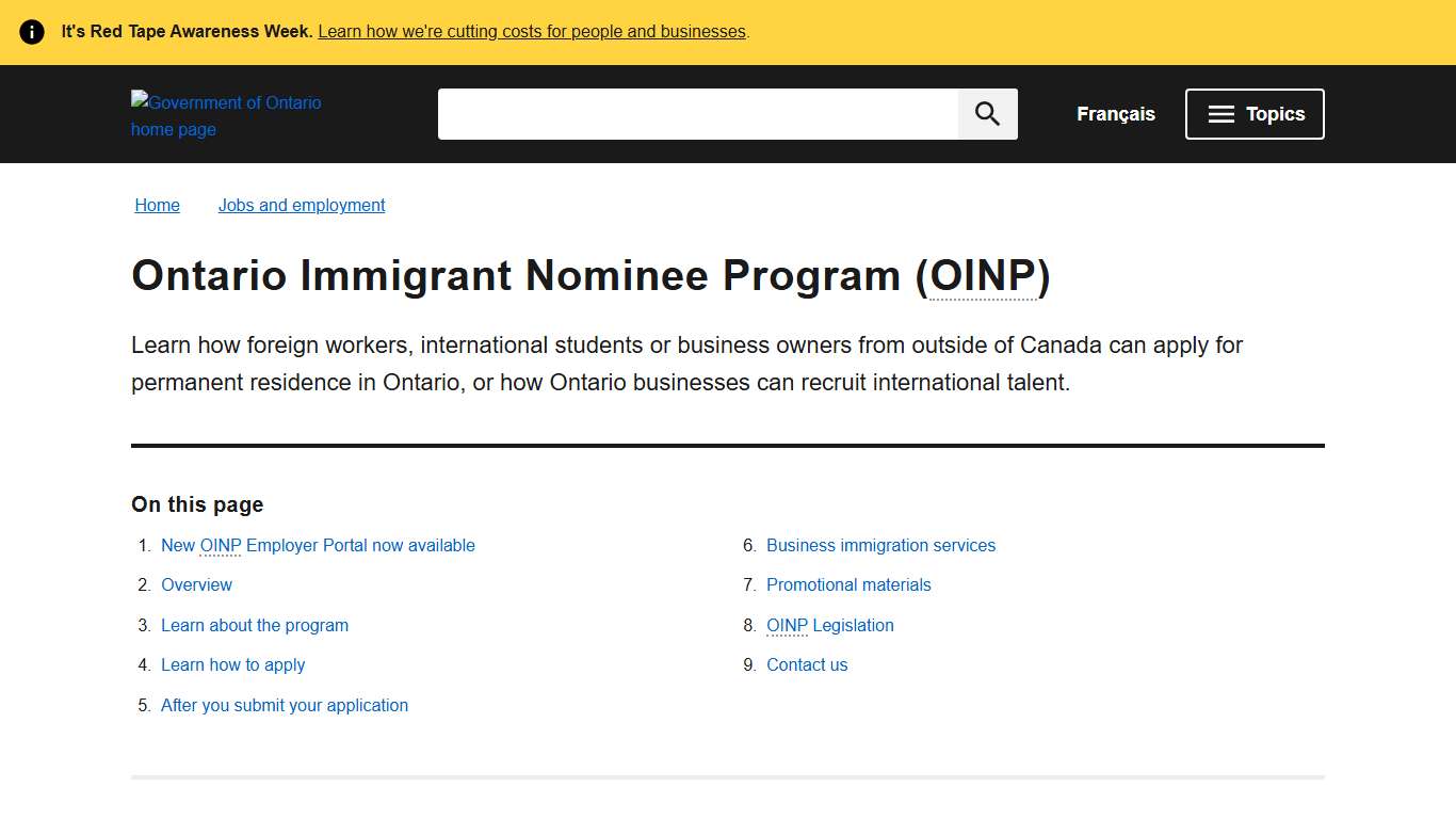 Ontario Immigrant Nominee Program (OINP) ontario.ca